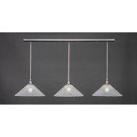 3 Light Linear Pendalier With Hang Straight Swivels Shown In Brushed Nickel Finish With 16