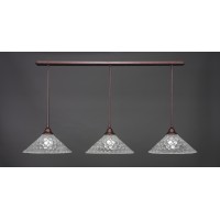 3 Light Linear Pendalier With Hang Straight Swivels Shown In Bronze Finish With 16 Italian Bubble Glass