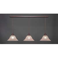 3 Light Linear Pendalier With Hang Straight Swivels Shown In Bronze Finish With 14 Italian Marble Glass