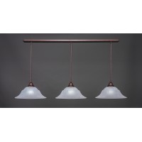 3 Light Linear Pendalier With Hang Straight Swivels Shown In Bronze Finish With 16 White Marble Glass