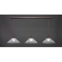 3 Light Linear Pendalier With Hang Straight Swivels Shown In Bronze Finish With 16 Frosted Crystal Glass