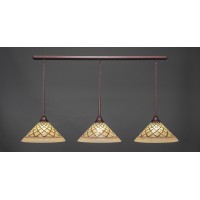 3 Light Linear Pendalier With Hang Straight Swivels Shown In Bronze Finish With 16 Chocolate Icing Glass