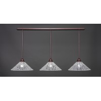 3 Light Linear Pendalier With Hang Straight Swivels Shown In Bronze Finish With 16 Italian Ice Glass