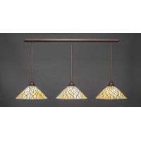 3 Light Linear Pendalier With Hang Straight Swivels Shown In Bronze Finish With 16 Sandhill Art Glass