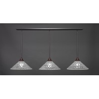 3 Light Linear Pendalier With Hang Straight Swivels Shown In Dark Granite Finish With 16 Italian Bubble Glass