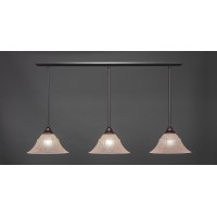 3 Light Linear Pendalier With Hang Straight Swivels Shown In Dark Granite Finish With 14 Italian Marble Glass