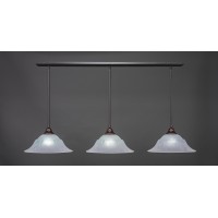 3 Light Linear Pendalier With Hang Straight Swivels Shown In Dark Granite Finish With 16 White Marble Glass