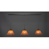 3 Light Linear Pendalier With Hang Straight Swivels Shown In Dark Granite Finish With 14 Tiger Glass