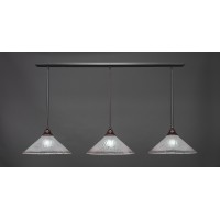 3 Light Linear Pendalier With Hang Straight Swivels Shown In Dark Granite Finish With 16 Frosted Crystal Glass