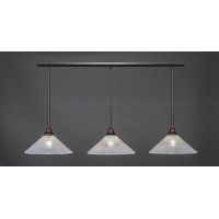 3 Light Linear Pendalier With Hang Straight Swivels Shown In Dark Granite Finish With 16 Gold Ice Glass