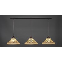 3 Light Linear Pendalier With Hang Straight Swivels Shown In Dark Granite Finish With 16 Chocolate Icing Glass