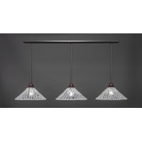 3 Light Linear Pendalier With Hang Straight Swivels Shown In Dark Granite Finish With 16 Italian Ice Glass