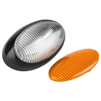 Lumitronics Rv 12V Led Oval Porch Utility Light Clear Amber Lenses For Motorhomes Campers Trailers 5Th Wheels Black