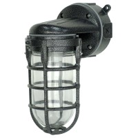 Woods L1707Svblk Wall Mount Light In Hammered Black Finish Sturdy Die Cast Aluminum Cage; 100 Watt Incandescent; Industrial Design; Suitable For Indoor And Outdoor Use