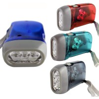 Guyuyii 4 Pack Hand Crank Flashlight - 3 Led Bright Lights - Ideal For Camping, Car, Power Outages, Emergency Kits