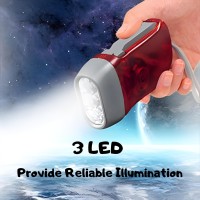 Guyuyii 4 Pack Hand Crank Flashlight - 3 Led Bright Lights - Ideal For Camping, Car, Power Outages, Emergency Kits