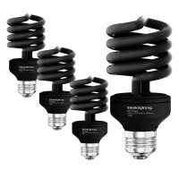 Sleeklighting 23 Watt T2 Black Light Spiral Cfl Light Bulb, Ul Approved- Blacklight Bulbs For Parties 120V, E26 Medium Base-Energy Saver (Pack Of 4)