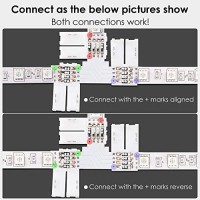 T Shape 4-Pin Led Connectors 10-Pack Jackyled 10Mm Wide Unwired Solderless Gapless Adapter Connectors Terminal Extension 12V 72W With 32Pcs Clips For 5050 3528 Smd Rgb Led Strip Lights