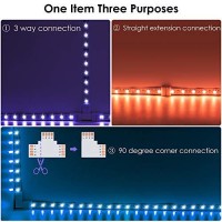 T Shape 4-Pin Led Connectors 10-Pack Jackyled 10Mm Wide Unwired Solderless Gapless Adapter Connectors Terminal Extension 12V 72W With 32Pcs Clips For 5050 3528 Smd Rgb Led Strip Lights