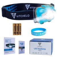 Vitchelo V800 Headlamp Flashlight With Red Led, Blue