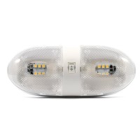 LED Double Dome Light 12VDC 320 LumensThe LED Double Dome Light Replacement Kit is 320 lumens total or 160 lumens per bulb The 12Volt Light Kit comes with 1 Double Dome Light Housing 2 Dome Covers 2 Light Bulbs Great for replacing the dome light in your m