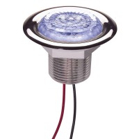 LED Starr Light Recess Mount Operates 916 Volt DC Systems Rated 100000 hours of service life Requires 125 Hole Shock and Vibration Proof Cool to the Touch No Corrosion Rated for Underwater Use 3 LEDs 182 x 185 LED Color Blue Specifications Box Dimensions 