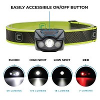 Core 200 Lumen Cree Led Headlamp, High Low Flood Red Modes, Adjustable, Lightweight, Water Resistant, 3Aaa Batteries (Included)