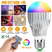 9W Led Light Bulb E27 Rgb Lamp Bulb 16 Colors Changable 24-Key Ir Remote Control For Decor Mood Lighting