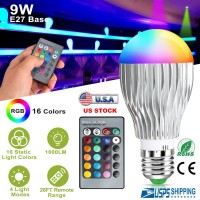 9W Led Light Bulb E27 Rgb Lamp Bulb 16 Colors Changable 24-Key Ir Remote Control For Decor Mood Lighting