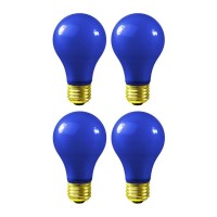 Sterl Lighting - 40 Watt A19 Incandescent Bulb, E26 Medium Standard Household Base 4.13Inch 120V 250Lm Colored Low Watt Light Bulbs Indoor Ceramic Blue - 4 Pack