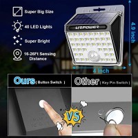 Urpower Solar Lights Outdoor, 40 Led Motion Sensor Security Lights Solar Flood Lights Waterproof Solar Powered Outdoor Lights For Backyard, Fence, Deck, Patio, Garage (4 Pack)