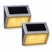 Xlux Solar Lights For Steps Decks Pathway Yard Stairs Fences, Led Lamp, Outdoor Waterproof, Warm Light, 2 Pack