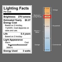 J.Lumi Bpc4503 Led Light Bulb 3W, G45 And A15 Light Bulb, 25W Incandecent Equivalent, E26 Medium Base, 3000K Warm White, Not Dimmable, 1-Pack