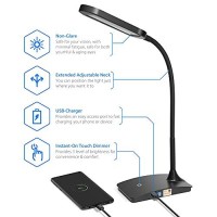 Tw Desk Lamps For Home Office - Super Bright Small Desk Lamp With Usb Charging Port, A Perfect Led Desk Light As Study Lamp, Bedside Reading Lights, Black