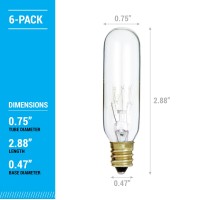 Kor (Pack Of 6) 15T6/Cl - 15 Watt T6 Clear Tubular - 120V - Candelabra (E12) Base - Incandescent Light Bulb