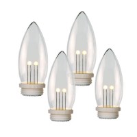 Celestial Lights Set Of 4 Battery Operated Replacement Window Candle Bulbs With Dual Intensity Led For 3Xaa And 4Xaa Candles Soft Twinkle (Does Not Work With Remote Control)