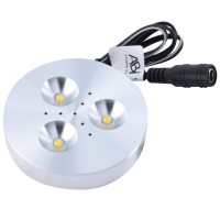 Abi 3X 3W Led Puck Light Complete Kit For Under Cabinet, Bookshelf, And Showcase Lighting, 240Lm, Warm White 2800K, 25W Halogen Equivalent