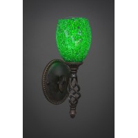 Elegante Wall Sconce Shown In Dark Granite Finish With 5 Green Fusion Glass