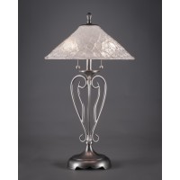 Olde Iron Table Lamp Shown In Brushed Nickel With 16 Italian Bubble Glass