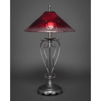 Olde Iron Table Lamp Shown In Brushed Nickel Finish With 16 Raspberry Crystal Glass