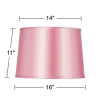 Sydnee Pale Pink Satin Medium Drum Lamp Shade 14 Top X 16 Bottom X 11 Slant Spider Replacement With Harp And Finial Sprin