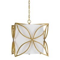 Cal Lighting FX36023 Transitional Three Light Chandelier from Belton collection in Gold Champ Gld Leaf finish 1650 inches Three Light Chandelier from the Belton collection Transitional Three Light Chandelier from Belton collection in French Gold finish 16