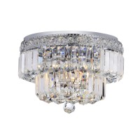 Jojospring Giselle Chrome Finish Two Tier Crystals Flush Mount Chandelier