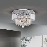 Jojospring Giselle Chrome Finish Two Tier Crystals Flush Mount Chandelier