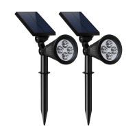 Falove Solar Lights, 2-In-1 Waterproof 4 Led Solar Spotlight Adjustable Wall Light Landscape Light Security Lighting Dark Sensing Auto On/Off For Patio Deck Yard Garden Driveway Pool Area(2 Pack)