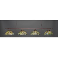 Oxford 4 Light Bar Shown In Bronze Finish With 16 Crescent Art Glass