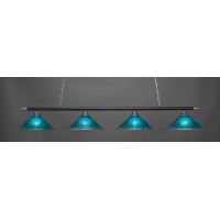 Oxford 4 Light Bar Shown In Chrome And Matte Black Finish With 16 Teal Crystal Glass