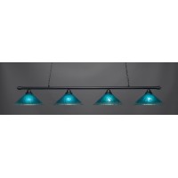 Oxford 4 Light Bar Shown In Matte Black Finish With 16 Teal Crystal Glass