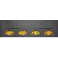 Oxford 4 Light Bar Shown In Matte Black Finish With 16 Amber Dragonfly Art Glass