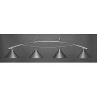 Bow 4 Light Bar Shown In Brushed Nickel Finish With 14 Brushed Nickel Cone Metal Shade